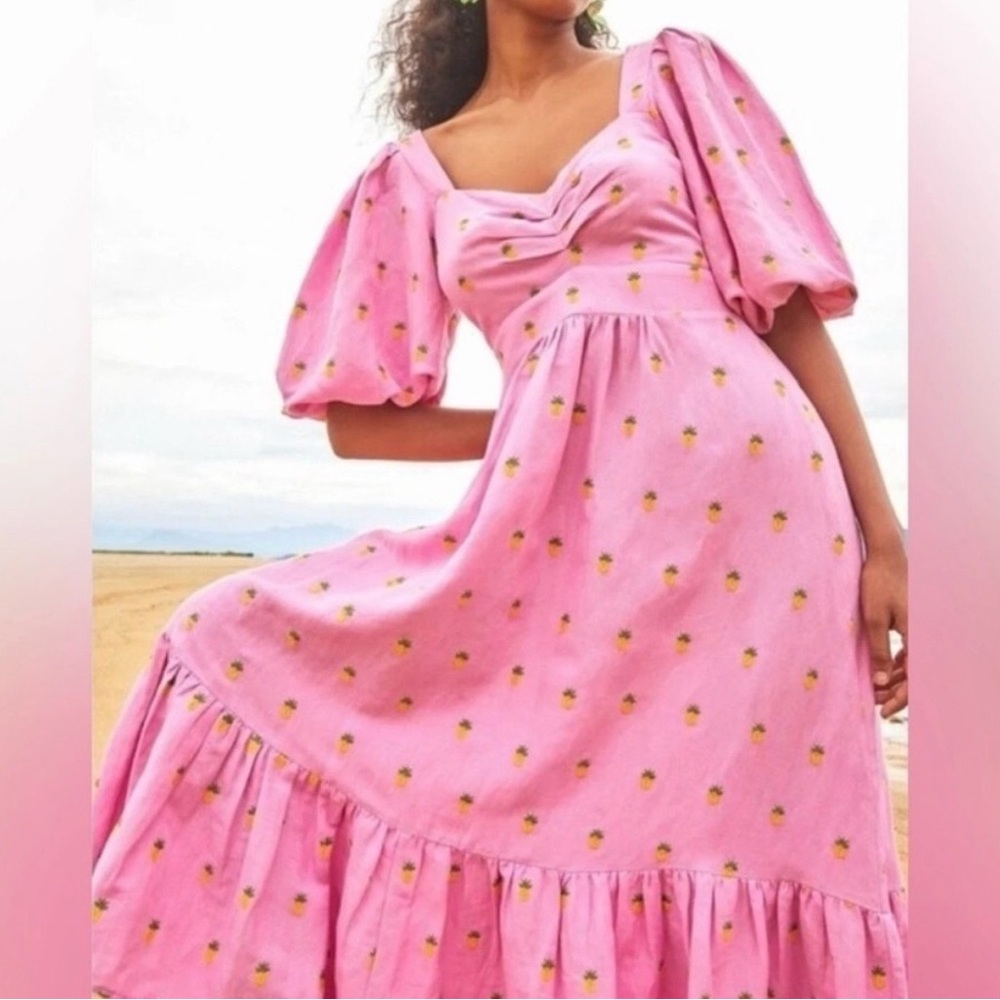 FARM Rio Pink Floral Midi Dress